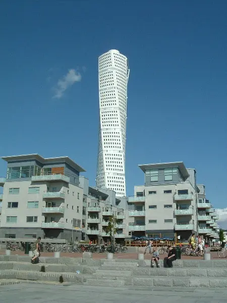 Turning Torso in Malm�, Sweden. Photo by Stefan Stenudd.