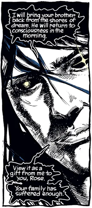 Sandman smiling? Review of The Sandman, season 1�(2022). No smile in the comic original.