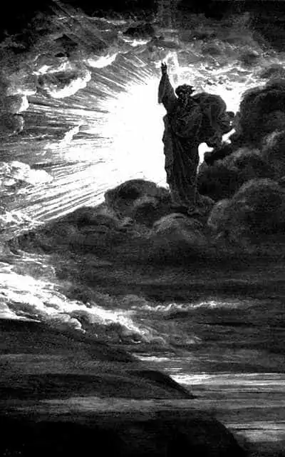 God creates light. Bible illustration by Gustave Dor�, 1866.