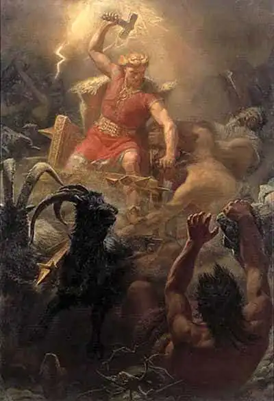 Thor. Painting by M�rten Eskil Winge (1825-1896).